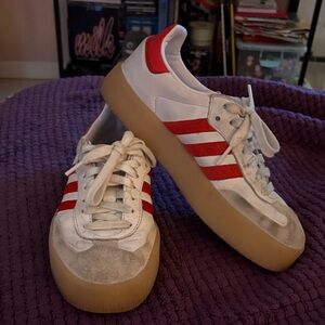Adidas red sambae samba platform sneaker